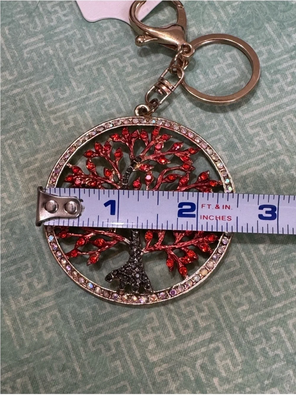 RHINESTONES TREE BAG TAG KEY RING